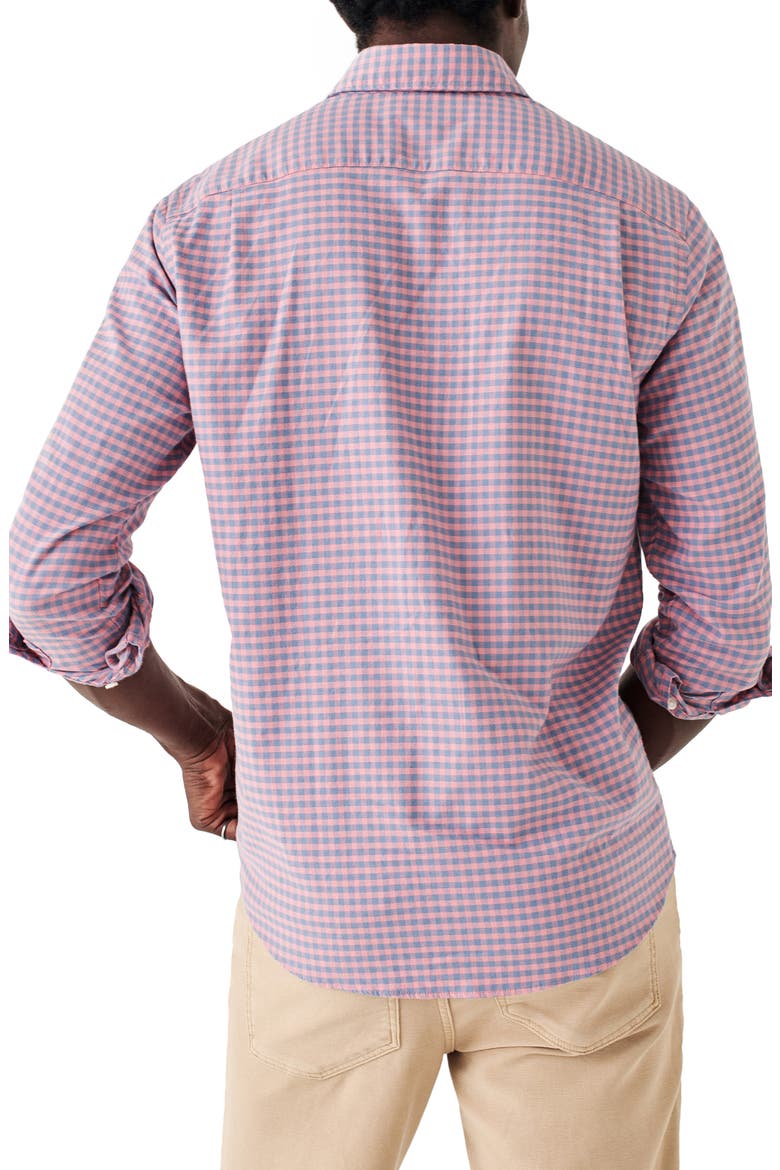 Stretch Cotton Blend Oxford Button-Down Shirt, Alternate, color, BLUE ROSE GINGHAM