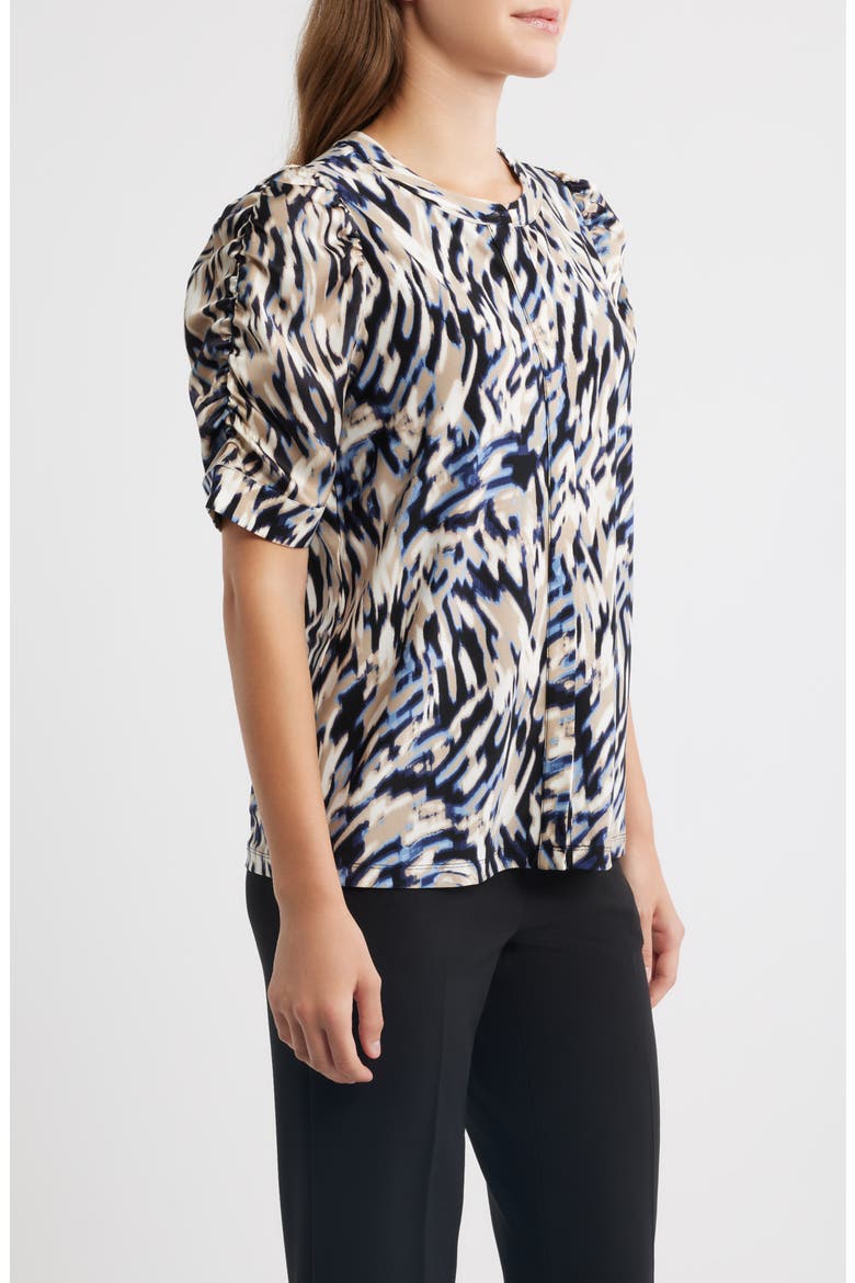 Print Puff Sleeve Jersey Top, Alternate, color, DUTCH BLUE MULTI