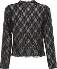 Open Edit Floral Stretch Lace Top