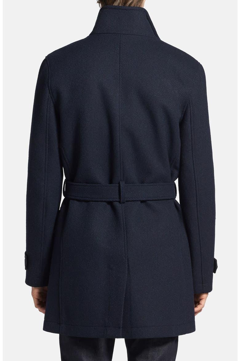 Double Breasted Wool Blend Trench Coat, Alternate, color, NAVY