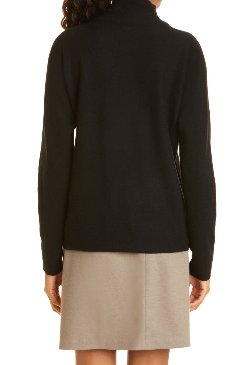 Trimless Wool & Cashmere Mock Neck Sweater, Alternate, color, BLACK