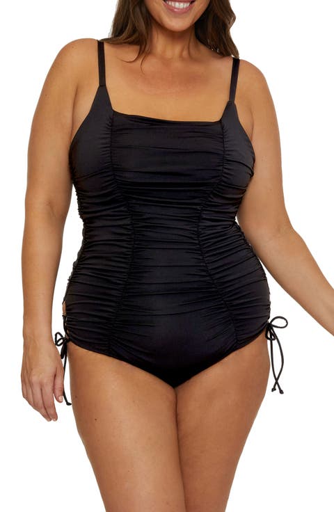 Colorcode Shirred One-Piece Swimsuit (Plus)