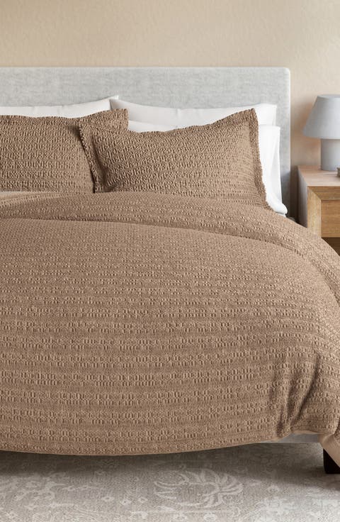 Waffle Cotton Reversible Duvet & Sham Set