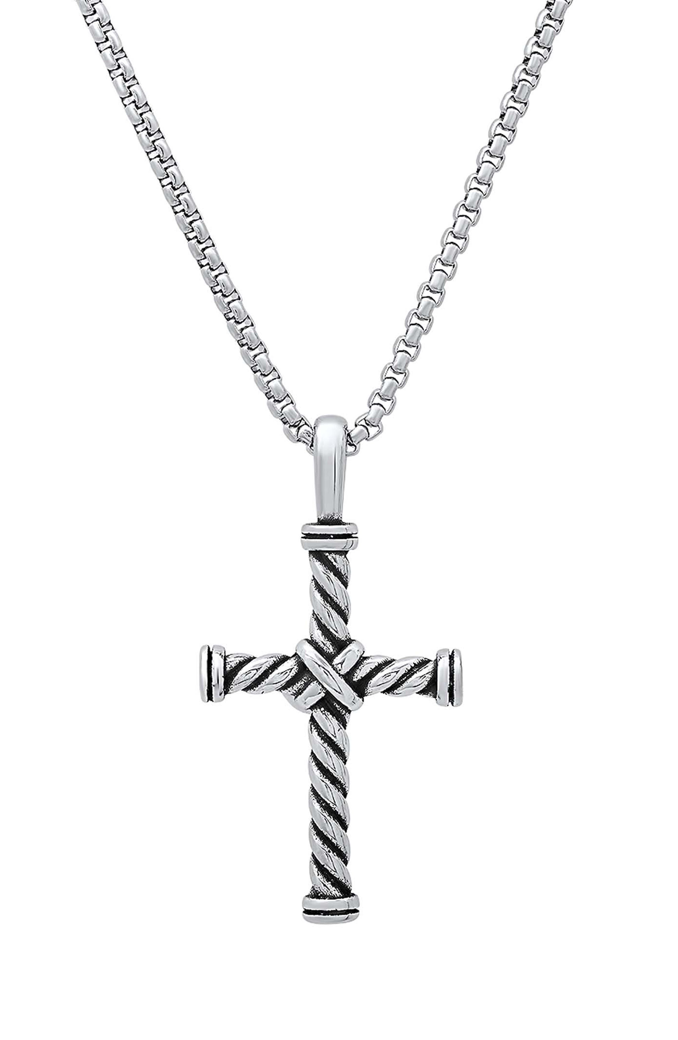 Men's Twisted Cross Pendant Necklace