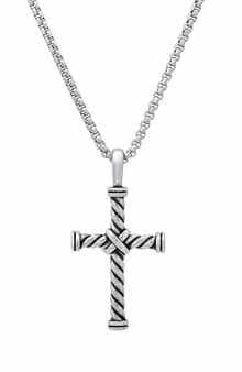 Men's Twisted Cross Pendant Necklace