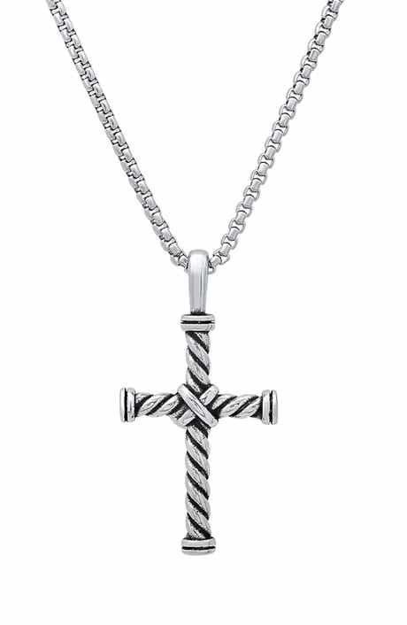Men's Twisted Cross Pendant Necklace