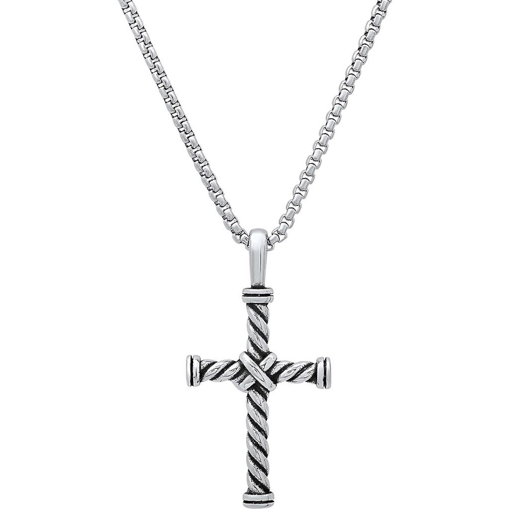 STEELTIME Men's Twisted Cross Pendant Necklace in Silver at Nordstrom Rack