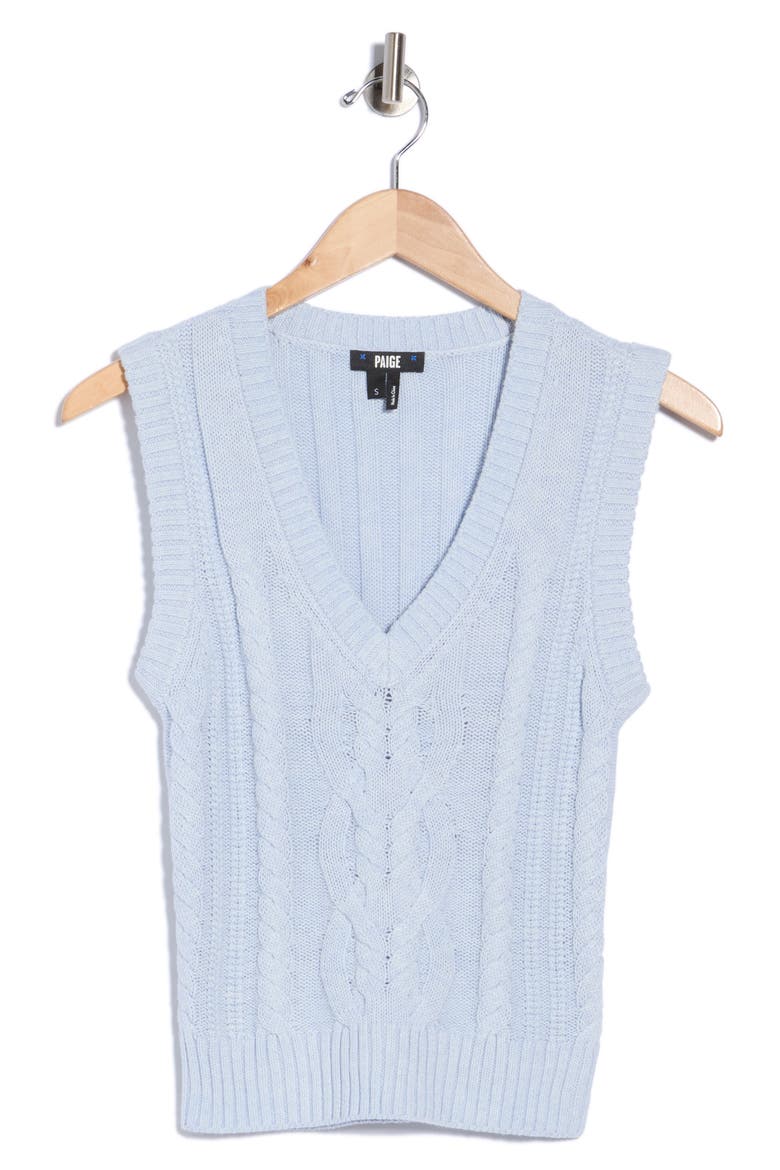 Cheryl Cable Knit Sweater Vest, Main, color, FROST BLUE