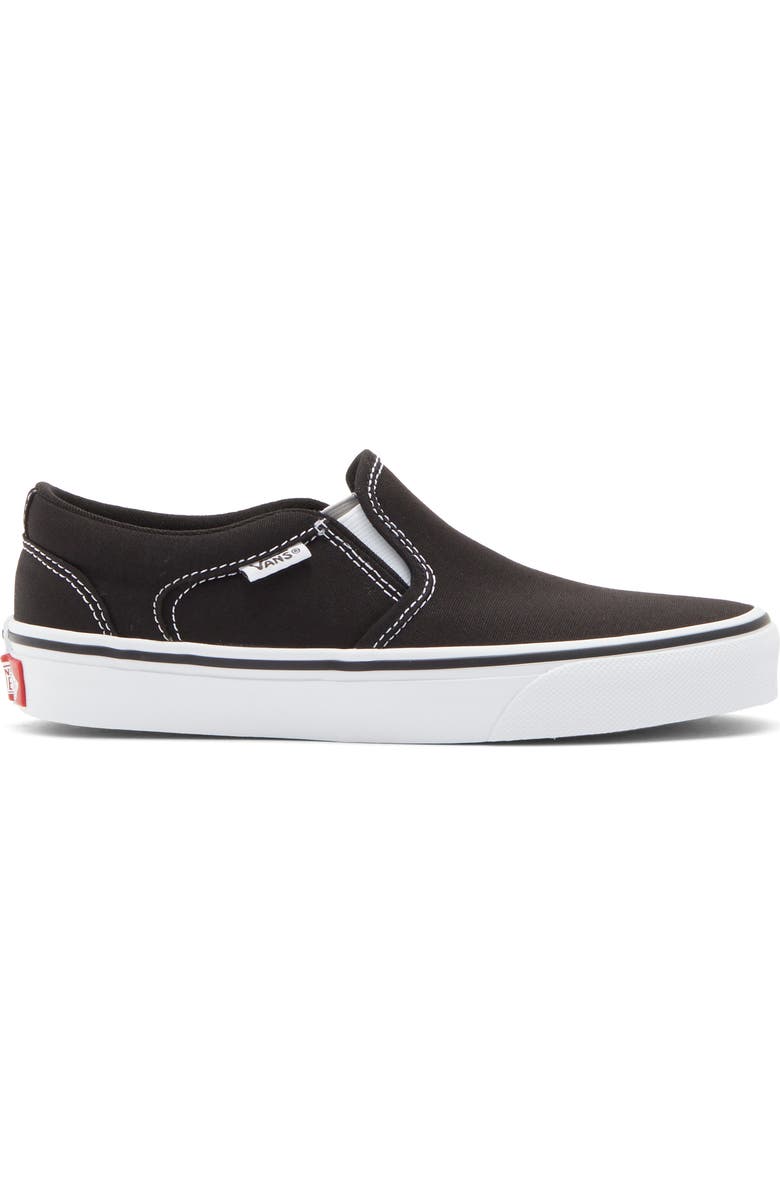Vans Kids' Asher Slip-On Sneaker, Alternate, color, Canvas Black/White