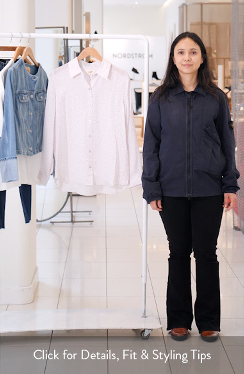 Nina Geo Print Silk Button-Up Shirt, sales video thumbnail