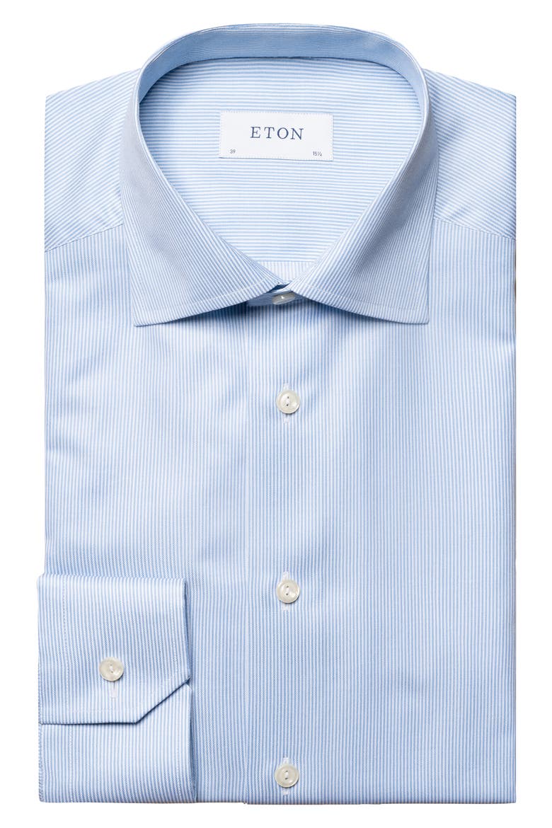 Contemporary Fit Stripe Cotton Dress Shirt, Alternate, color, BLUE