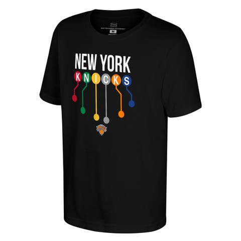 Youth Stadium Essentials Black New York Knicks Subway Lines T-Shirt