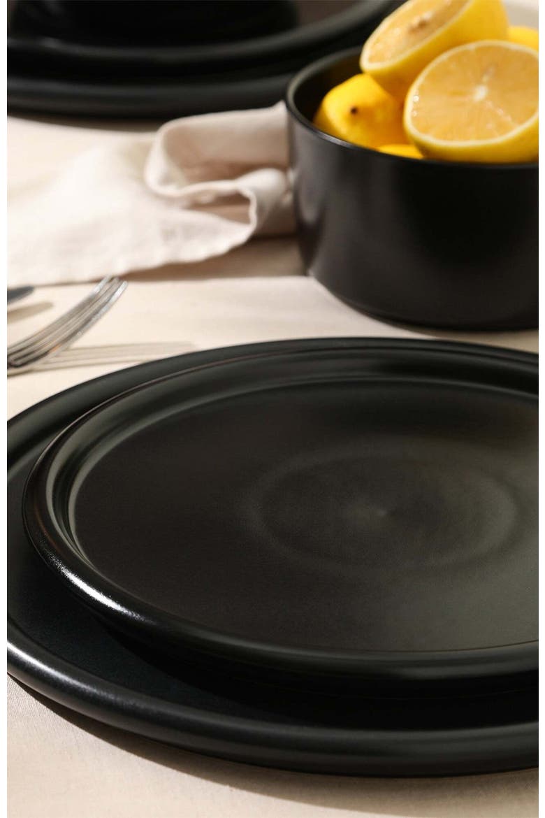 Eden Stoneware 24-Piece Dinnerware Set, Alternate, color, Black