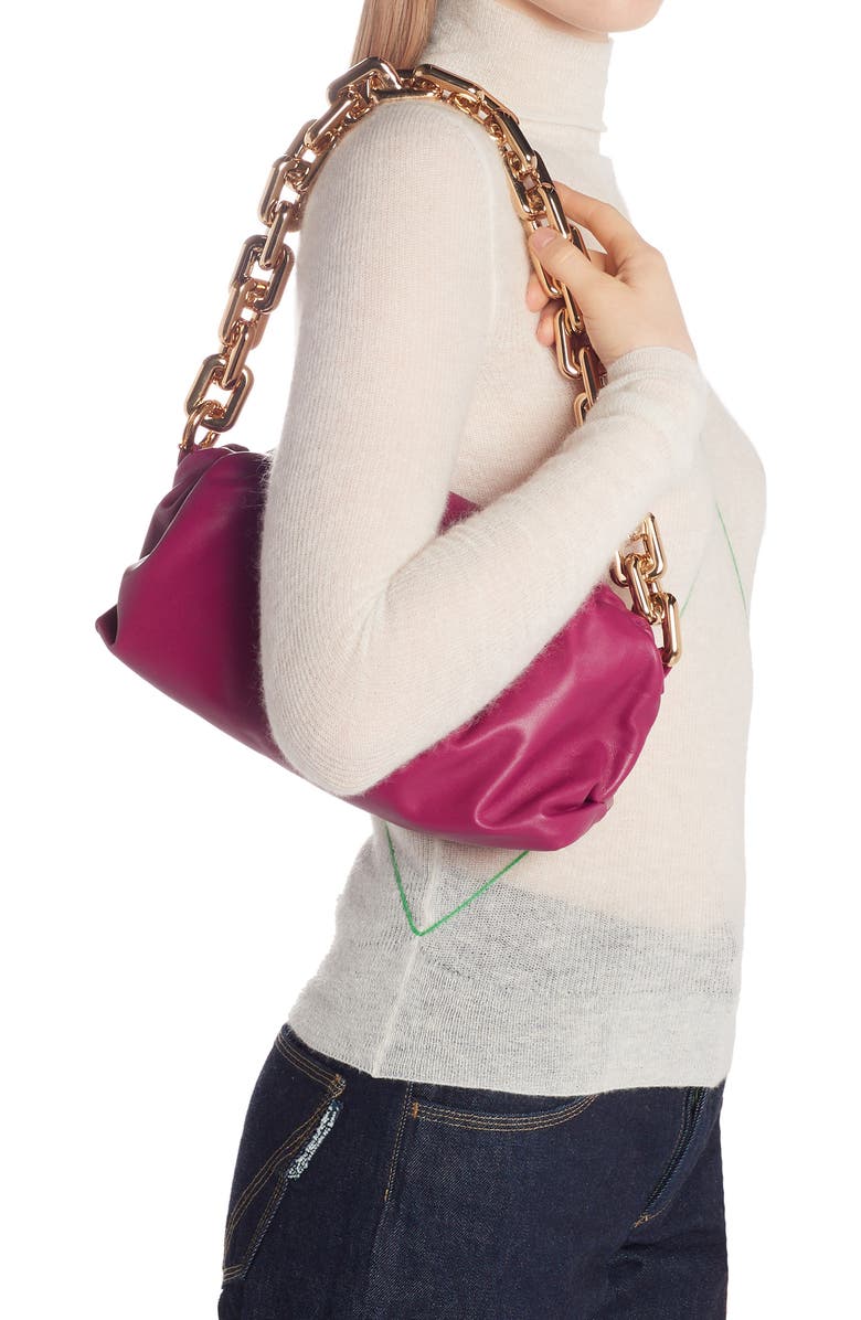 Bottega Veneta The Chain Pouch Leather Shoulder Bag, Alternate, color, Cinnabar-Gold