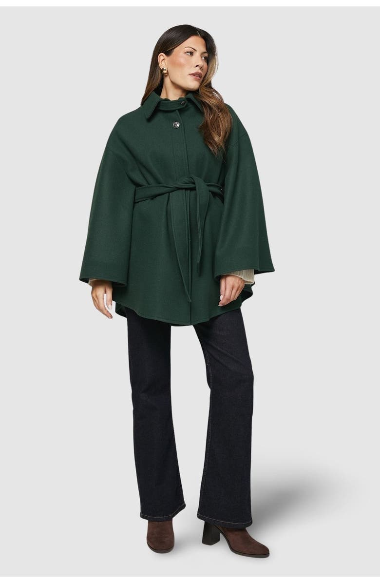 Wallis Wool Mix Belted Cape, Main, color, Teal