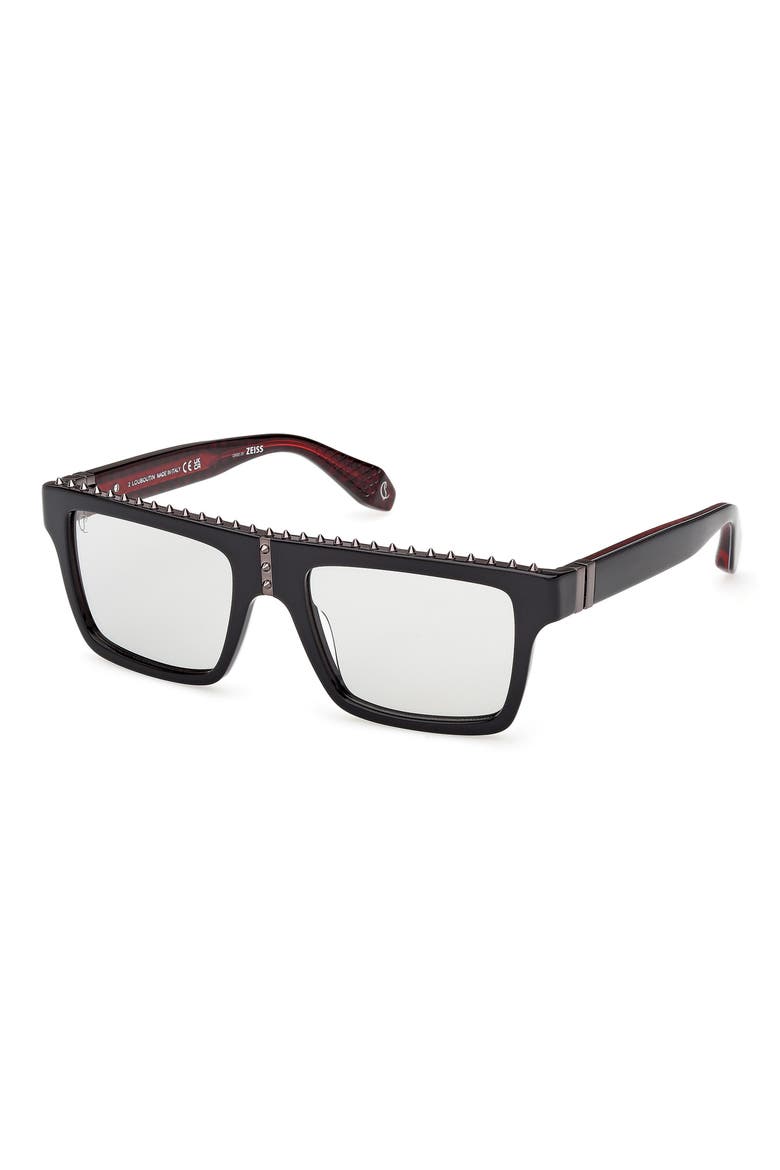56mm Rectangular Sunglasses, Alternate, color, BLACK OUTSIDE/ RED GUNMETAL