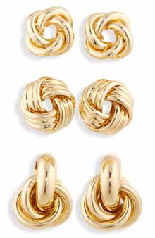 Tasha 3-Pack Assorted Doorknocker Stud Earrings