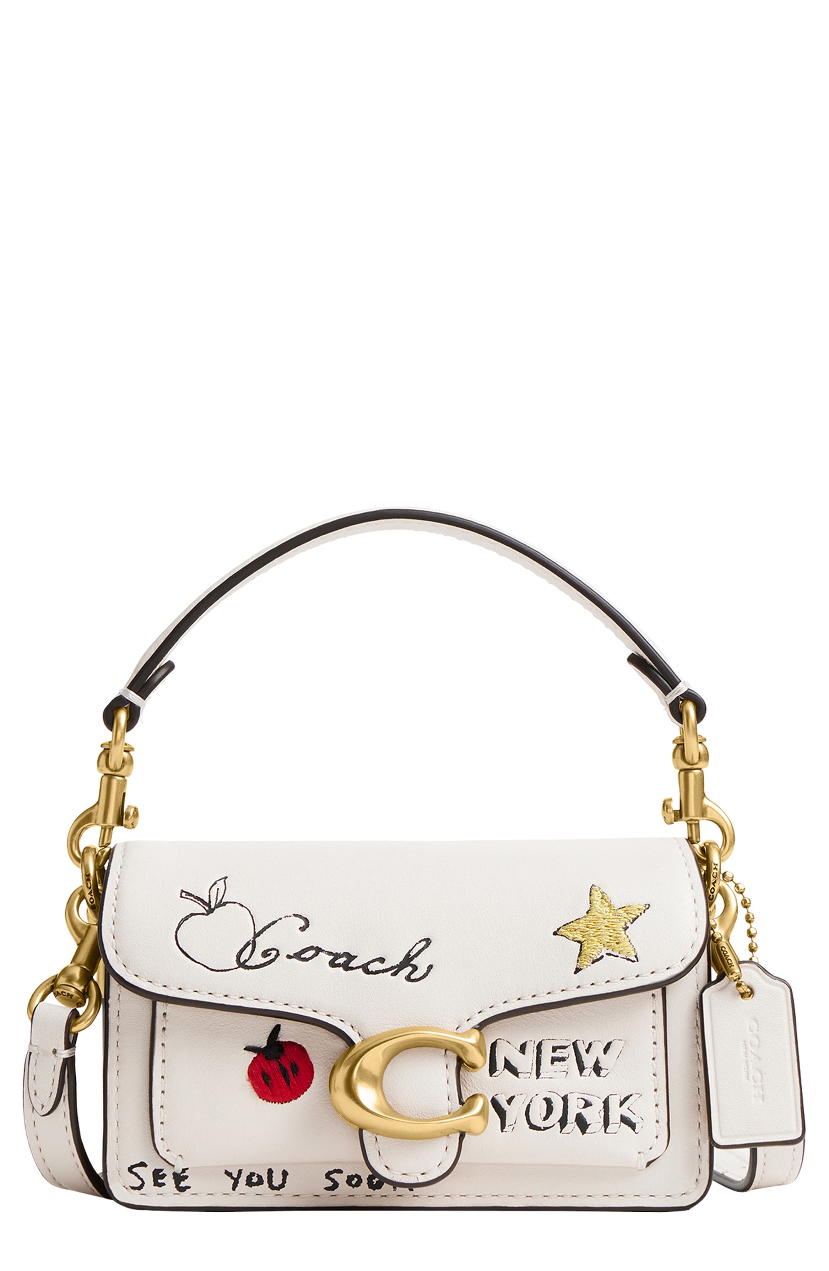 COACH Tabby 12 Sketch Print Leather Shoulder Bag, Main, color, 