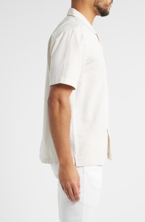 Ag Foster Cotton Blend Camp Shirt In Light Oatmeal