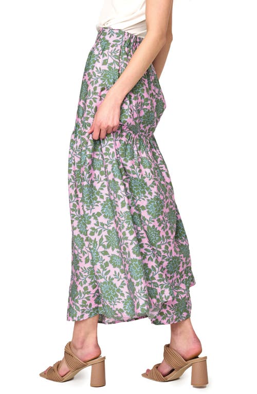 Gibsonlook Playa Floral Tiered High Waist Maxi Skirt In Rose Garden