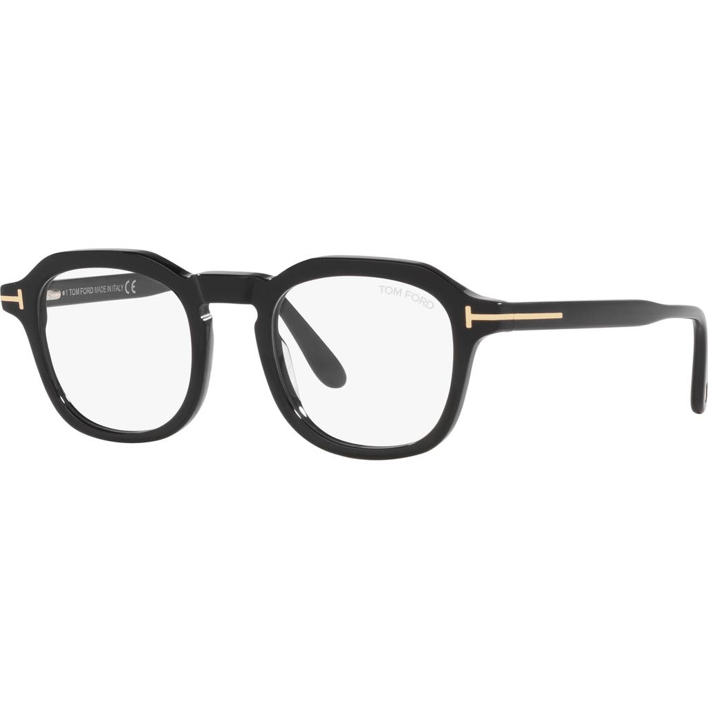 Tom Ford 49mm Round Optical Glasses In Black