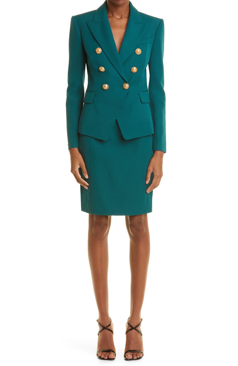 Balmain Women's Wool Double Breasted Blazer, Alternate, color, 