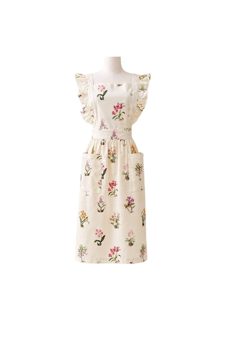 Botanical Orchid Mommy Hostess Apron, Main, color, Pink Orchid