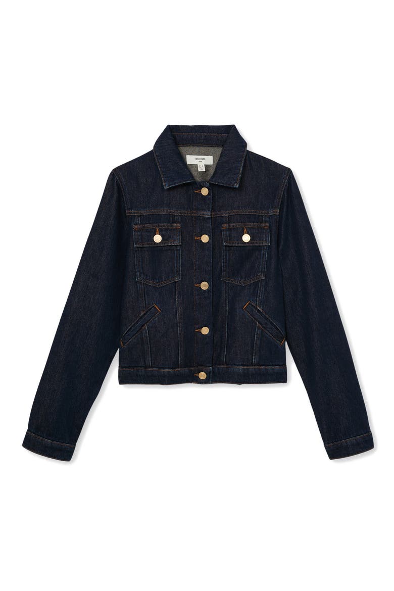 Carmen Denim Trucker Jacket, Alternate, color, DARK BLUE