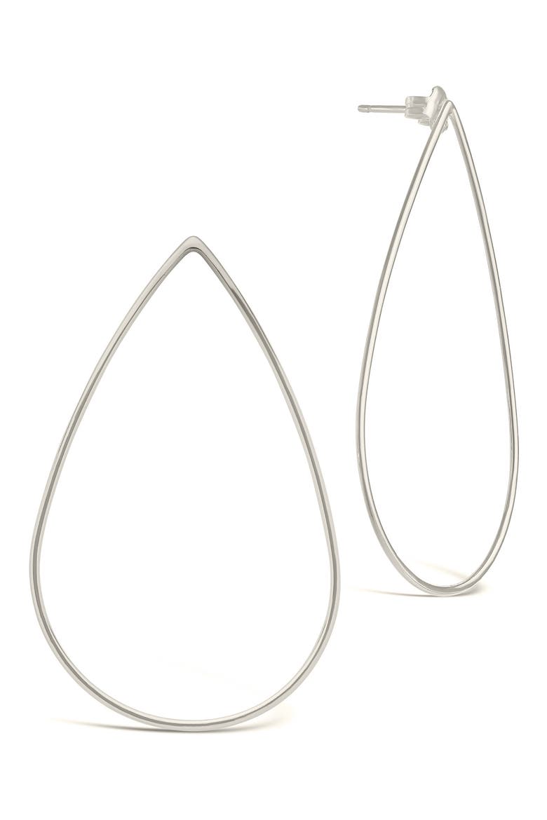 Teardrop Stud Earrings, Alternate, color, SILVER