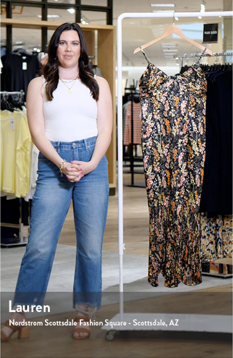 Mira Metallic Floral Handkerchief Hem Maxi Dress, sales video thumbnail