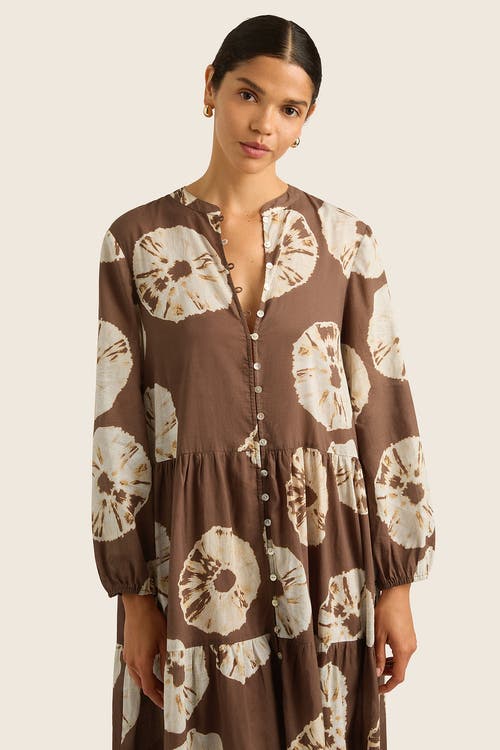 Shop Hope And May Palma Tiered Cotton Maxi Print Dress In Tie Dye