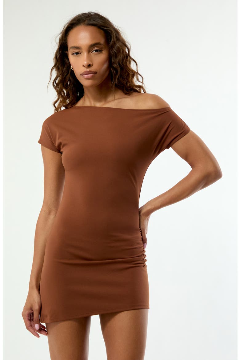 Valarie Off the Shoulder Minidress, Alternate, color, BROWN