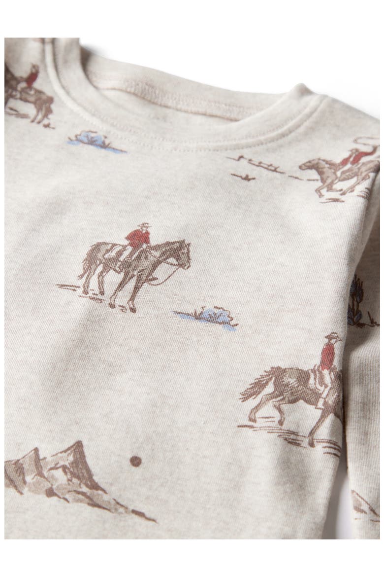 Kids' Print Fitted Organic Cotton Two-Piece Pajamas, Alternate, color, LP COWBOYS