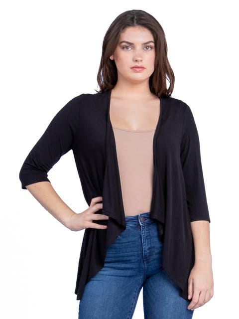 Petites Elbow Length Sleeve Open Cardigan