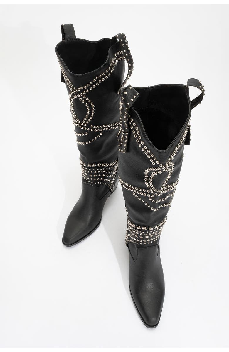 Prologue Shoes Draga Studded Block Heel Knee High Boot, Alternate, color,
