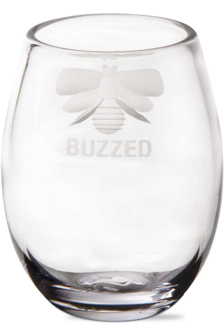 Buzzed Stemless Wine Glasses Clear Drinkware for Spring, Main, color, Clear