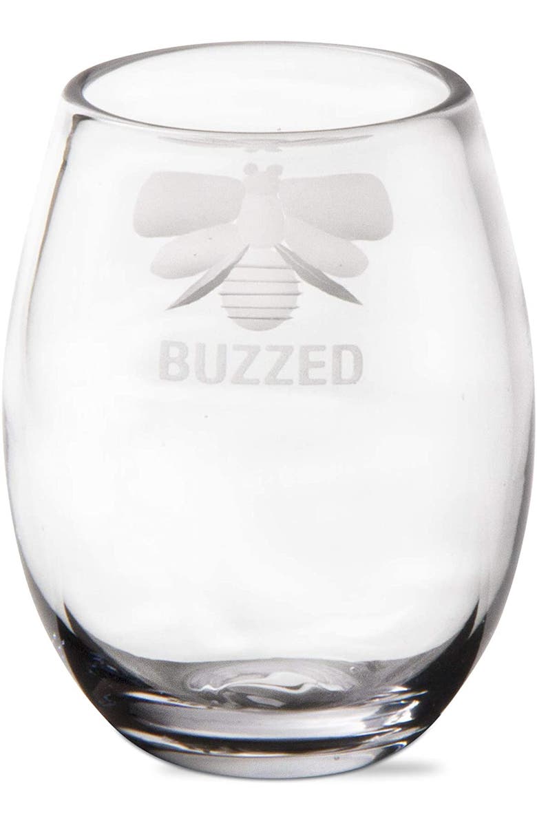 tag Buzzed Stemless Wine Glasses Clear Drinkware for Spring, Main, color, Clear