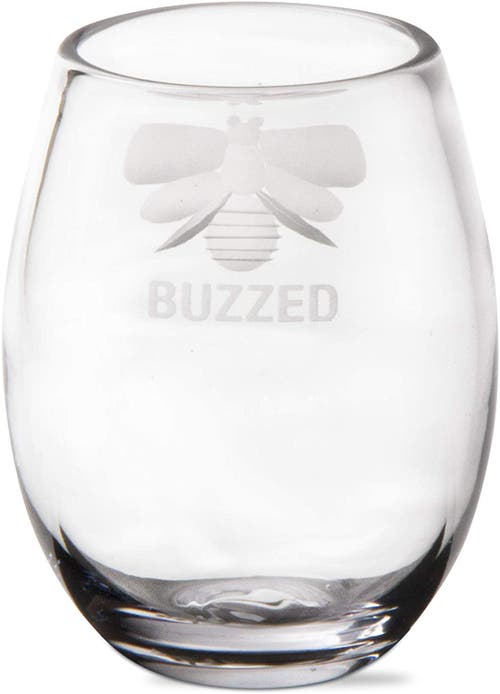 Tag Buzzed Stemless Wine Glasses Clear Drinkware For Spring In White