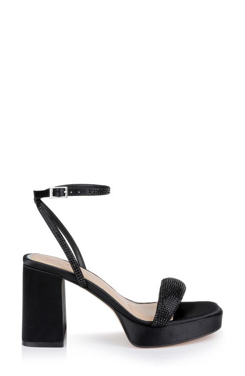 Jewel Badgley Mischka Teddi Womens Embellished Textured Block Heels In Black Satin