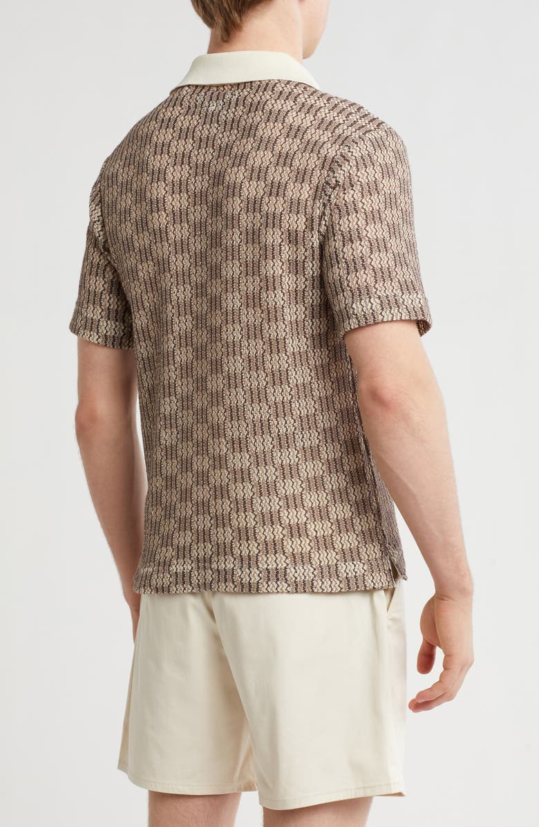 rag & bone Payton Short Sleeve Knit Button-Up Shirt, Alternate, color, Brwnmlt