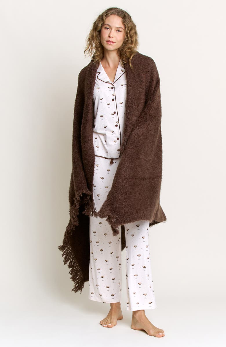 Honeydew Bouclé Knit Throw Blanket, Alternate, color, Chocolate