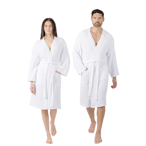 Comfy Cubs Adult Muslin Bathrobe in White  product