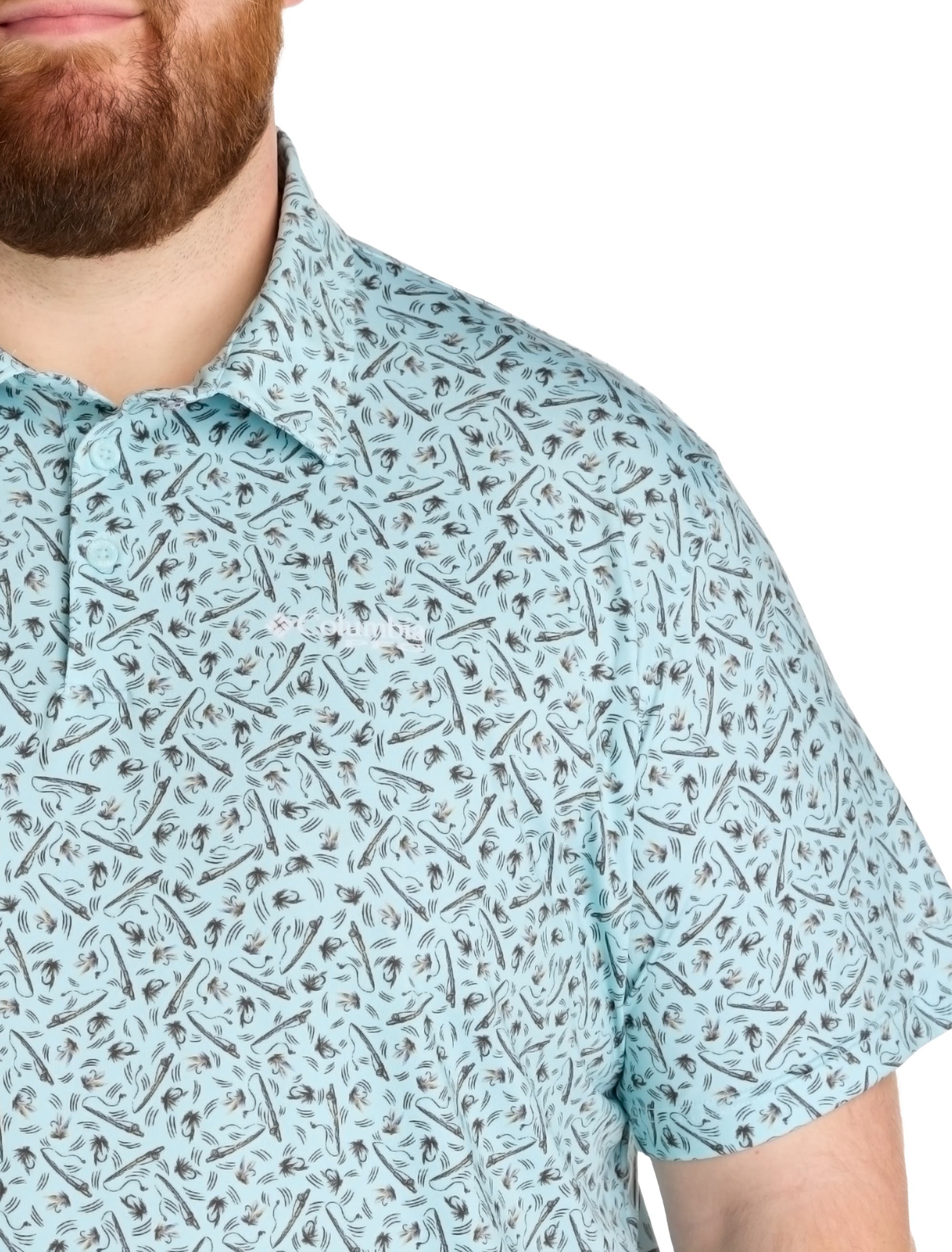 Columbia Big & Tall PFG Super Slack Tide Marine Printed Polo Shirt (Men ...