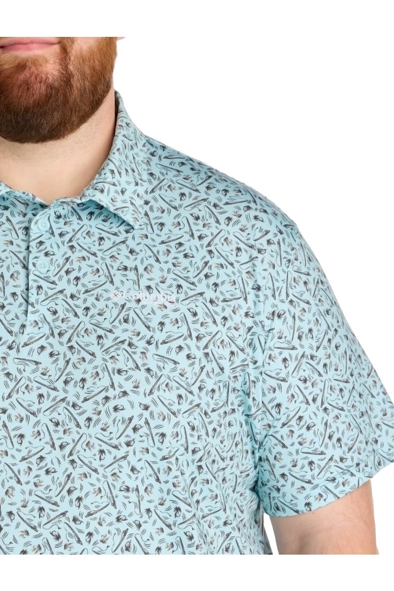 Big & Tall PFG Super Slack Tide Marine Printed Polo Shirt, Alternate, color, MARINE LIGHT