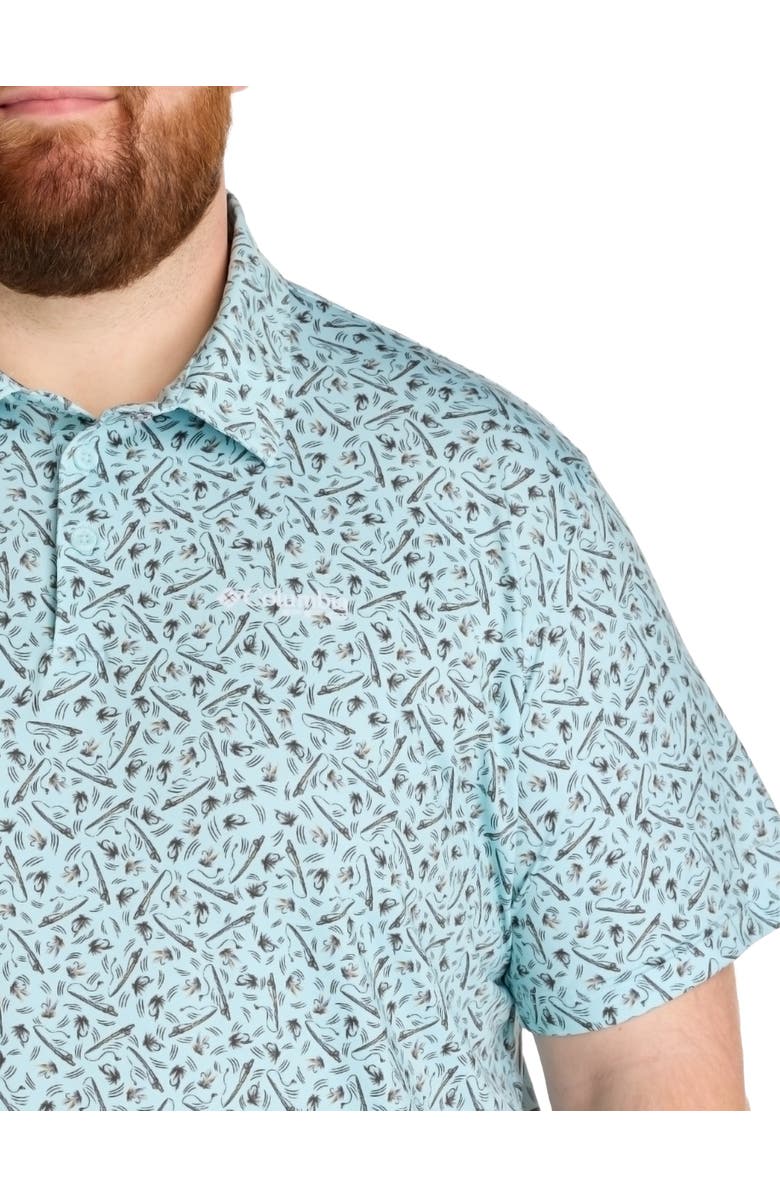 Columbia Big & Tall PFG Super Slack Tide Marine Printed Polo Shirt, Alternate, color, Marine Light