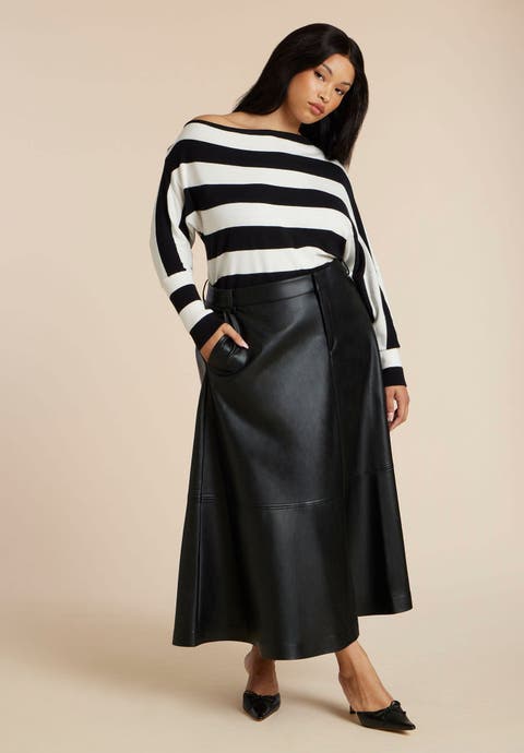 Faux Leather Midi Skirt (Plus Available)