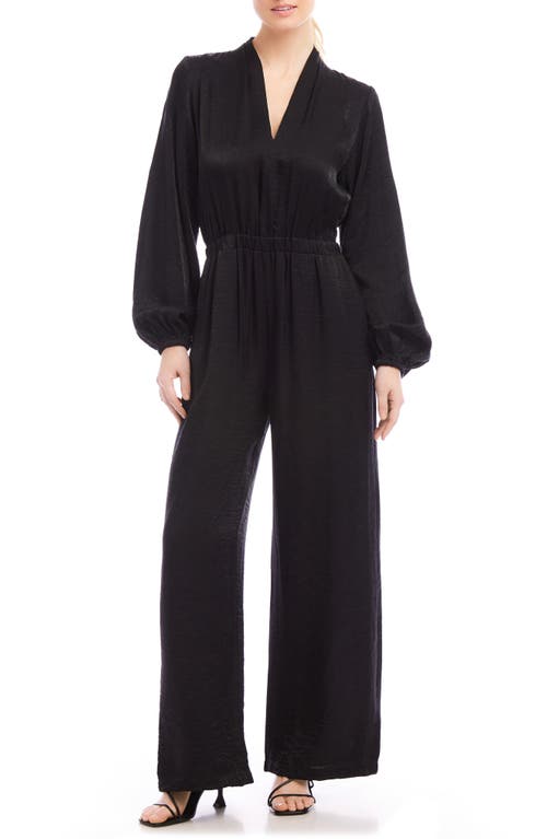 FIFTEEN TWENTY Skyler Long Sleeve Wide Leg Jumpsuit in Black 