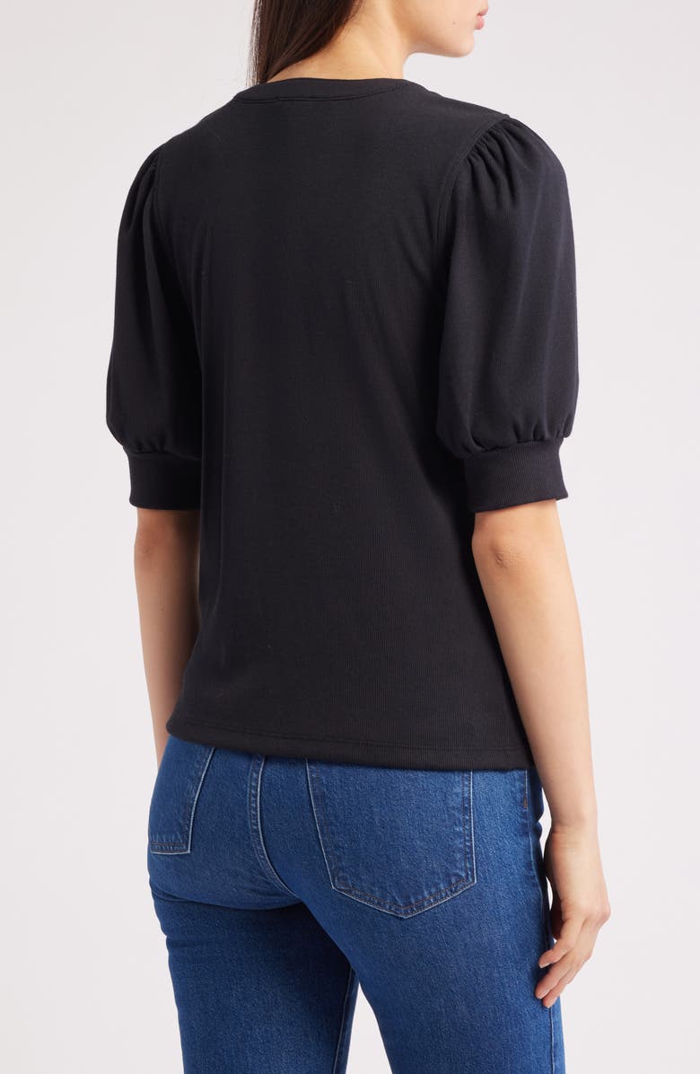 Rails Jewel Puff Sleeve Cotton & Modal Top, Alternate, color, Black