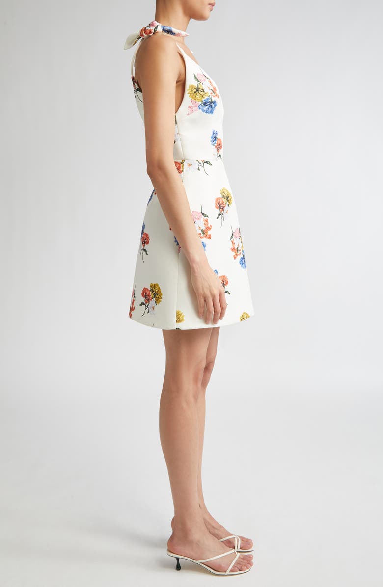 Emilia Wickstead Ludi Floral Plunge Neck Dress, Alternate, color, Retro Bouquet On White