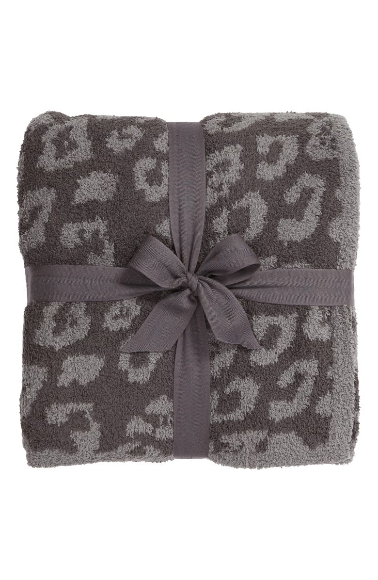 Barefoot Dreams<sup>®</sup> CozyChic<sup>®</sup> Leopard Print 54 x 72 Throw Blanket, Main, color, Graphite/Carbon